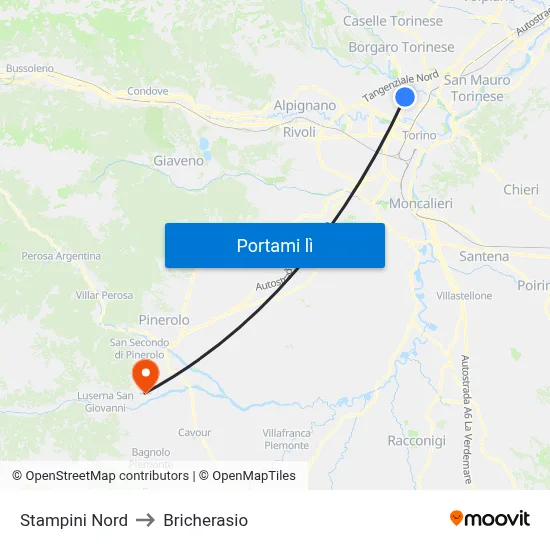 Stampini Nord to Bricherasio map