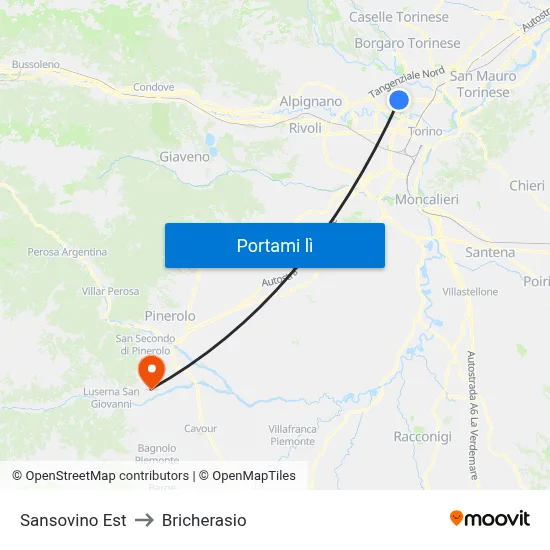 Sansovino Est to Bricherasio map