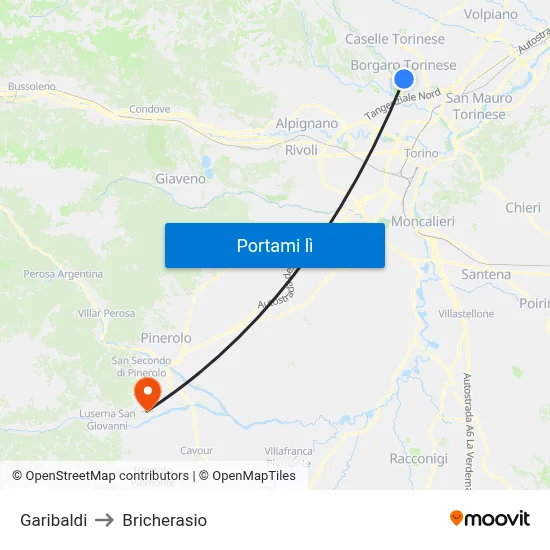 Garibaldi to Bricherasio map
