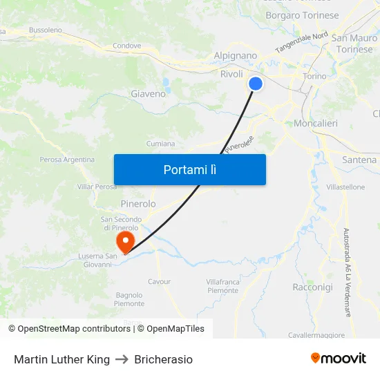 Martin Luther King to Bricherasio map
