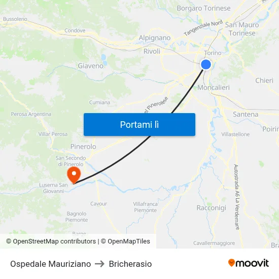 Ospedale Mauriziano to Bricherasio map