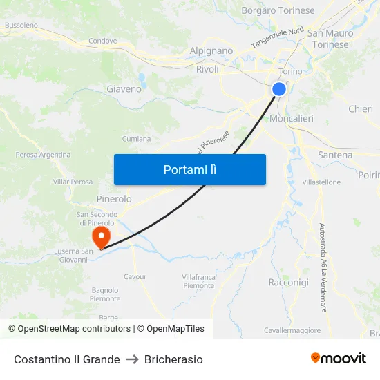 Costantino Il Grande to Bricherasio map
