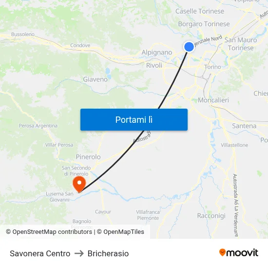 Savonera Centro to Bricherasio map