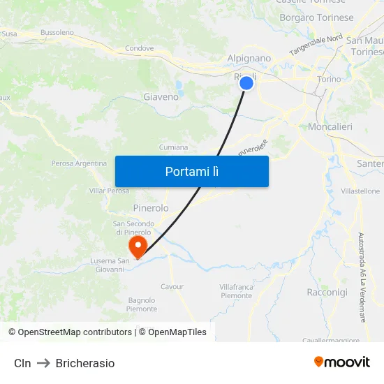 Cln to Bricherasio map