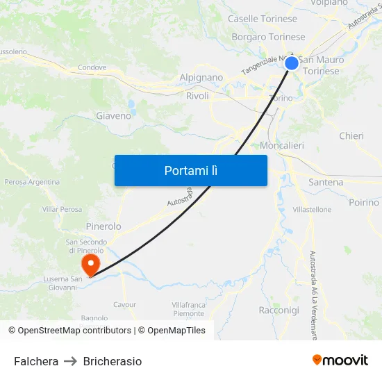 Falchera to Bricherasio map