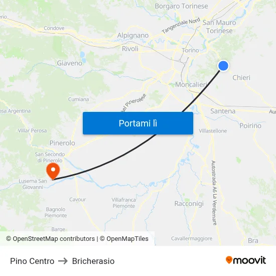 Pino Centro to Bricherasio map