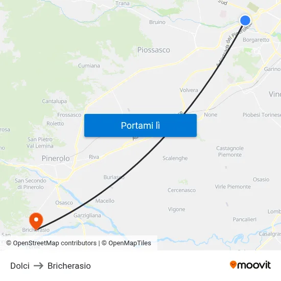 Dolci to Bricherasio map