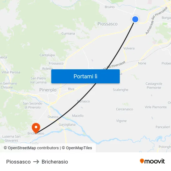Piossasco to Bricherasio map