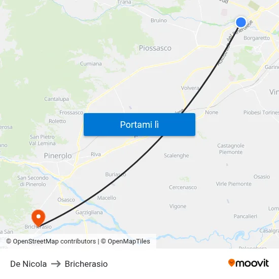 De Nicola to Bricherasio map