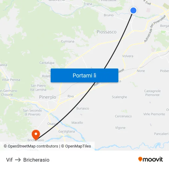 Vif to Bricherasio map