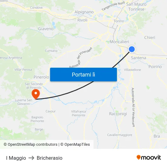 I Maggio to Bricherasio map