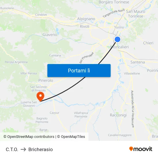 C.T.O. to Bricherasio map