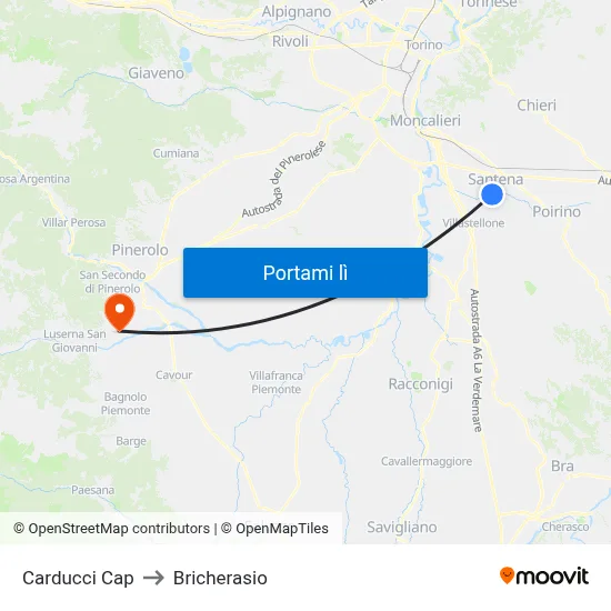 Carducci Cap to Bricherasio map