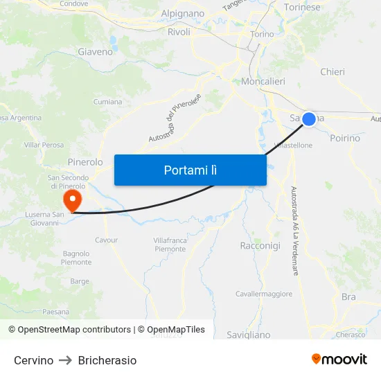 Cervino to Bricherasio map