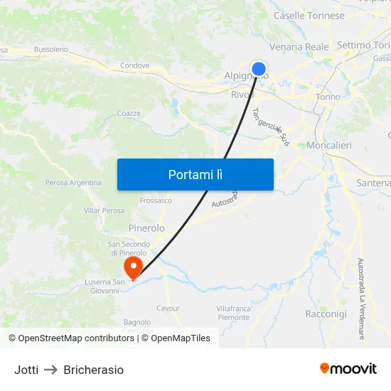 Jotti to Bricherasio map