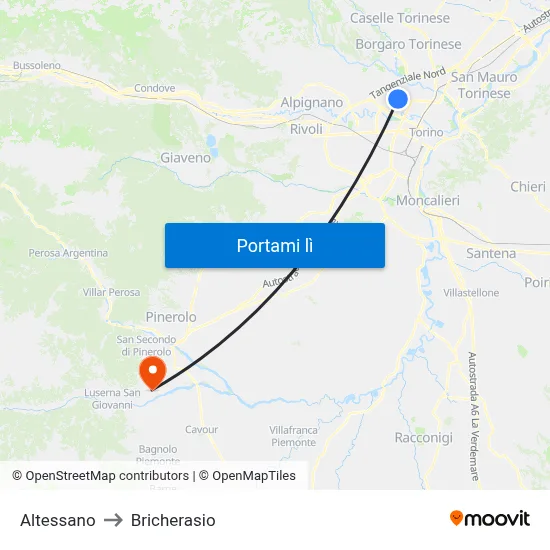 Altessano to Bricherasio map