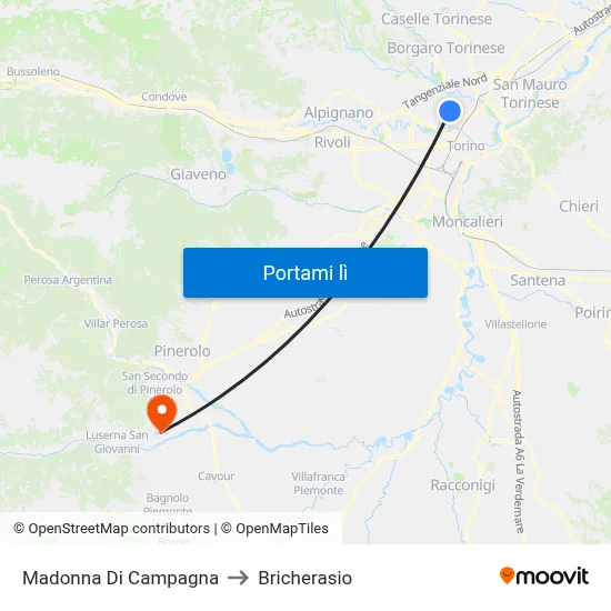 Madonna Di Campagna to Bricherasio map