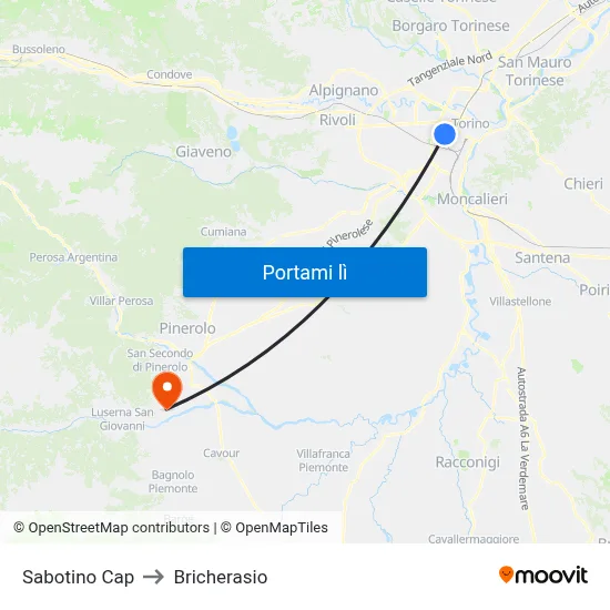 Sabotino Cap to Bricherasio map