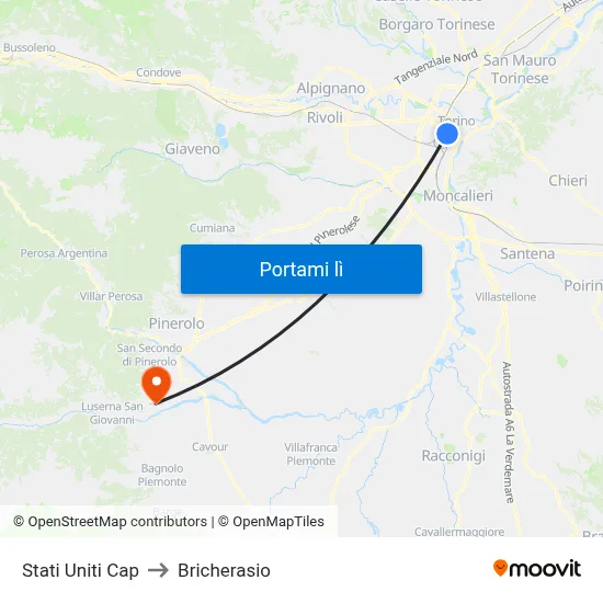 Stati Uniti Cap to Bricherasio map