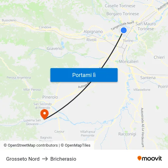 Grosseto Nord to Bricherasio map