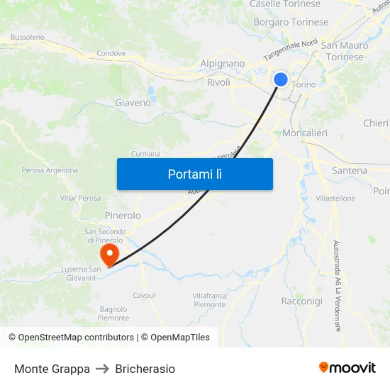 Monte Grappa to Bricherasio map