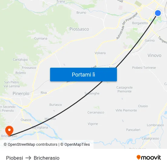 Piobesi to Bricherasio map