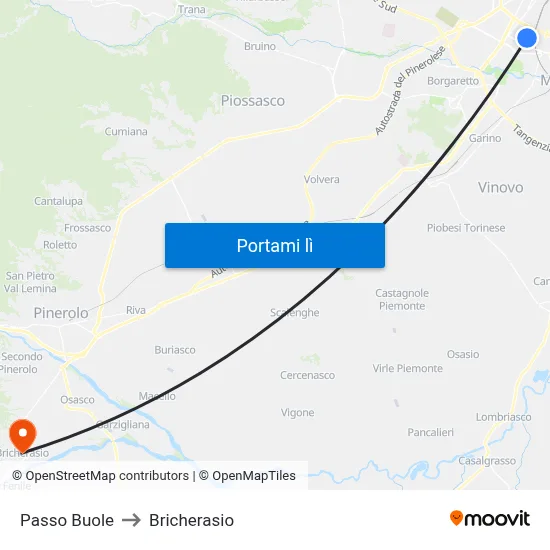 Passo Buole to Bricherasio map