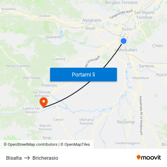 Bisalta to Bricherasio map