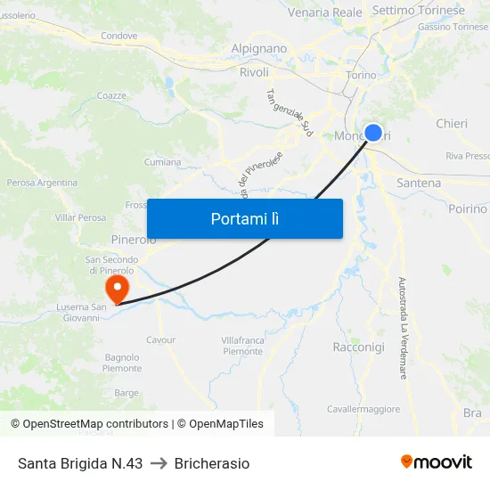 Santa Brigida N.43 to Bricherasio map