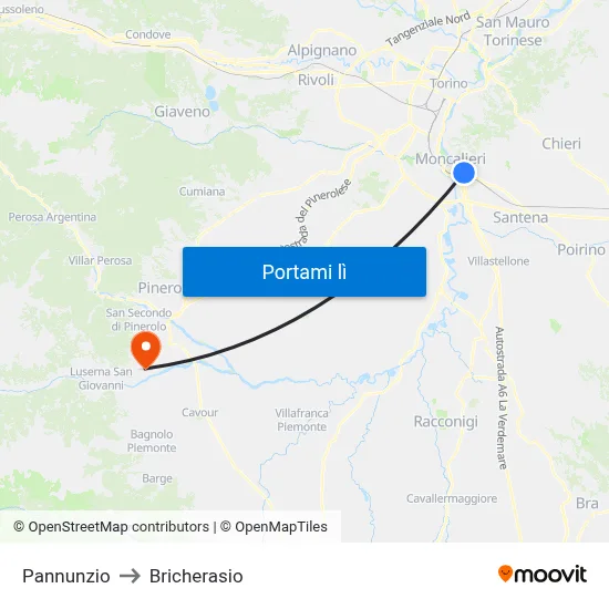 Pannunzio to Bricherasio map