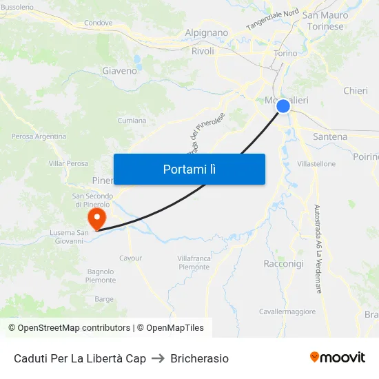 Caduti Per La Libertà Cap to Bricherasio map