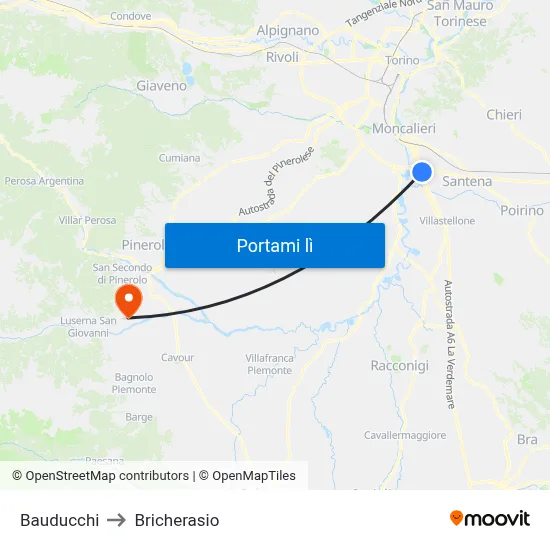 Bauducchi to Bricherasio map