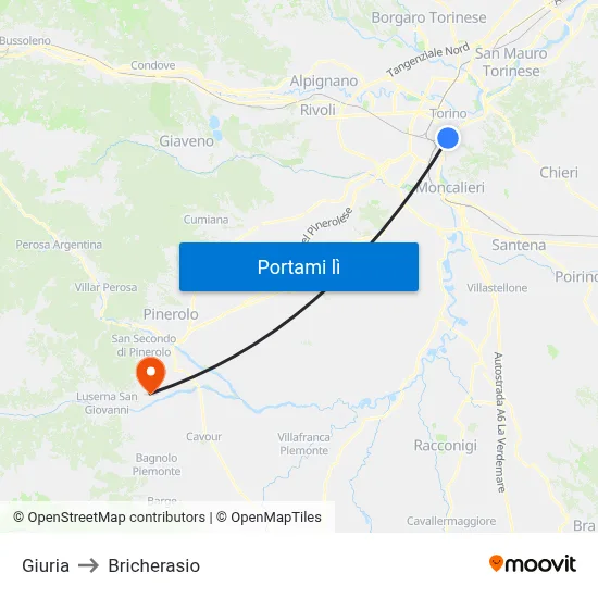 Giuria to Bricherasio map