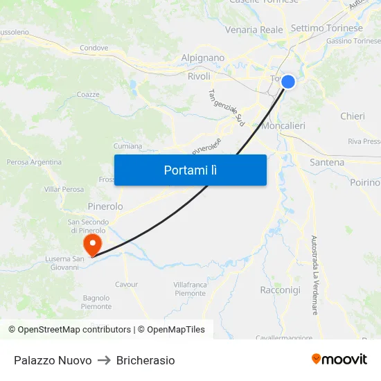 Palazzo Nuovo to Bricherasio map
