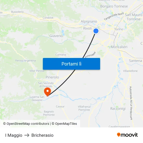 I Maggio to Bricherasio map