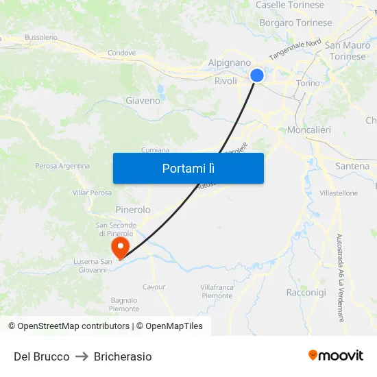 Del Brucco to Bricherasio map