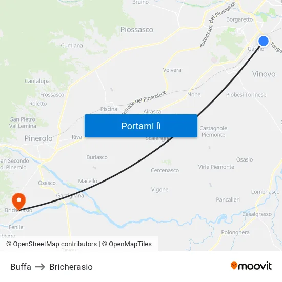 Buffa to Bricherasio map