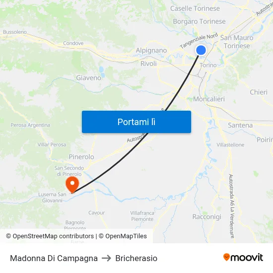Madonna Di Campagna to Bricherasio map