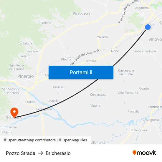 Pozzo Strada to Bricherasio map