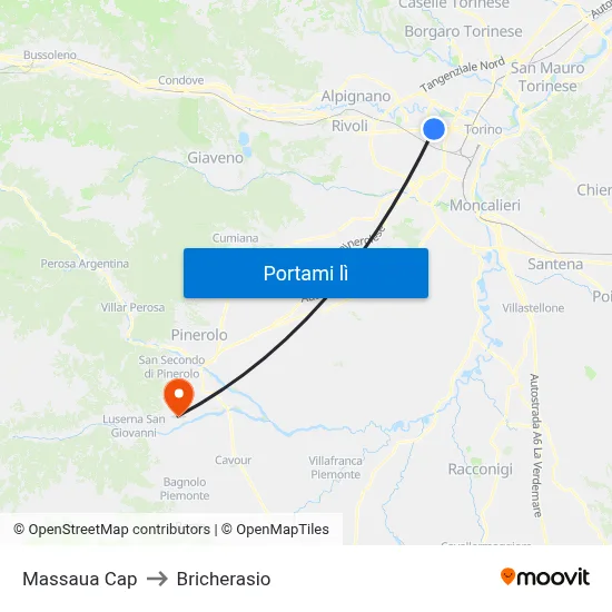 Massaua Cap to Bricherasio map