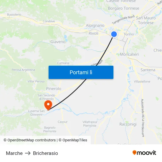 Marche to Bricherasio map
