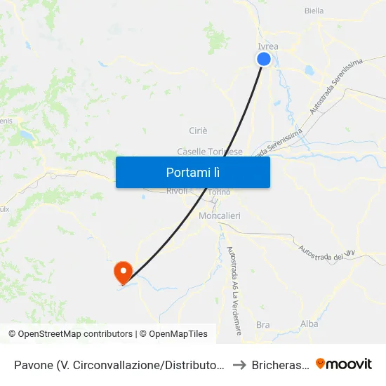 Pavone (V. Circonvallazione/Distributore) to Bricherasio map