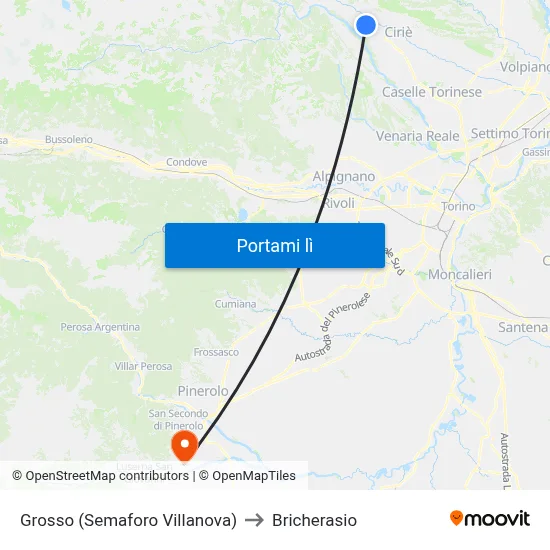 Grosso (Semaforo Villanova) to Bricherasio map