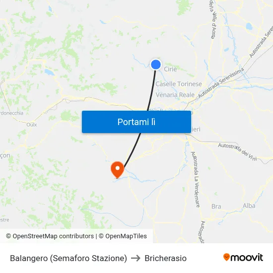 Balangero (Semaforo Stazione) to Bricherasio map