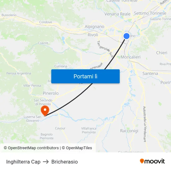 Inghilterra Cap to Bricherasio map