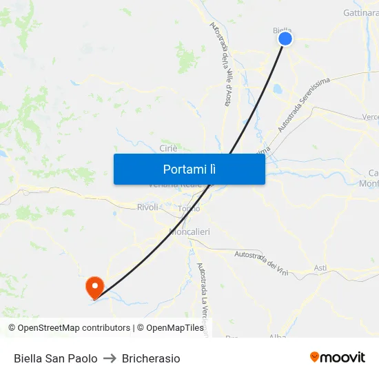 Biella San Paolo to Bricherasio map