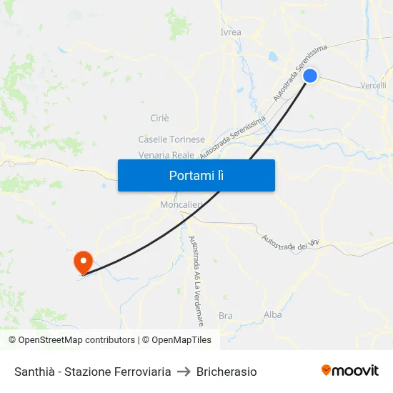 Santhià - Stazione Ferroviaria to Bricherasio map