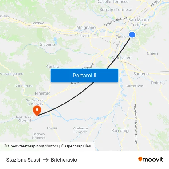 Stazione Sassi to Bricherasio map