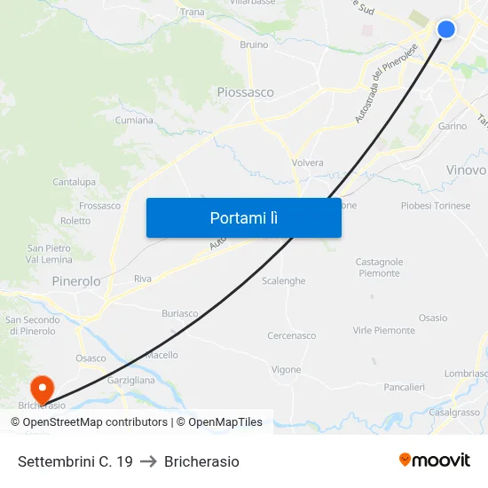 Settembrini C. 19 to Bricherasio map