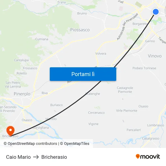 Caio Mario to Bricherasio map